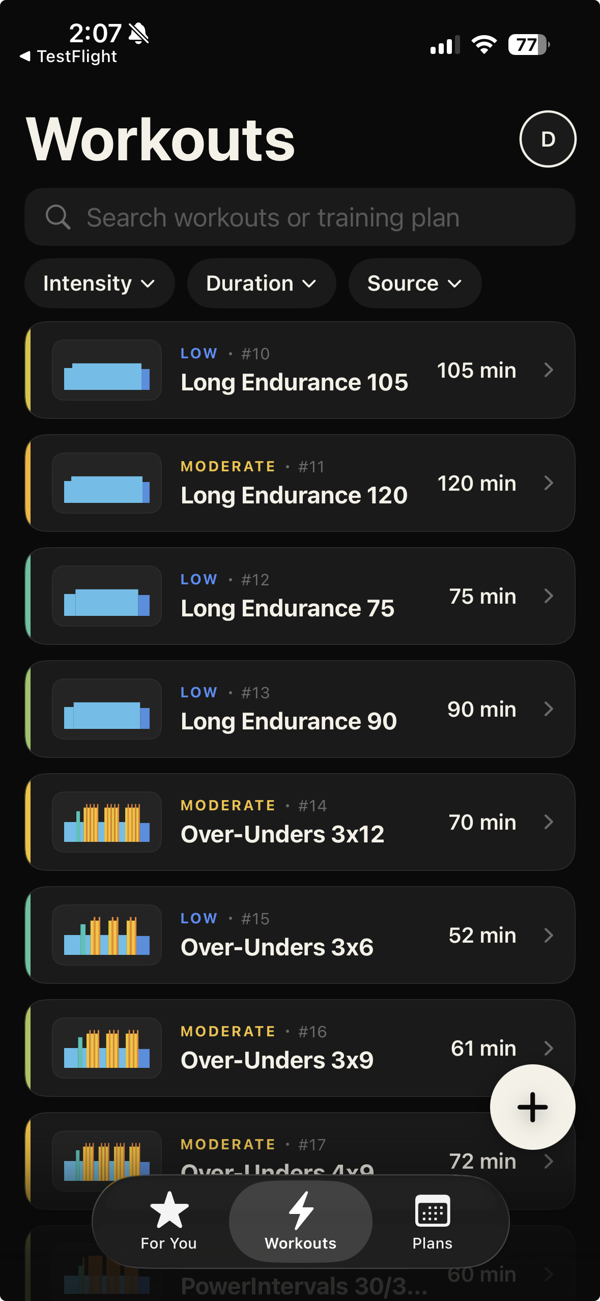 TrainerBeats workout library
